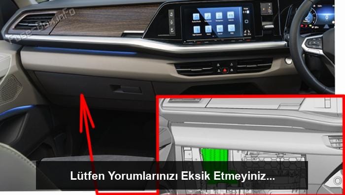 Yolcu bölmesindeki (RHD) sigortaların konumu: Volkswagen Multivan (T7; 2022-2024)